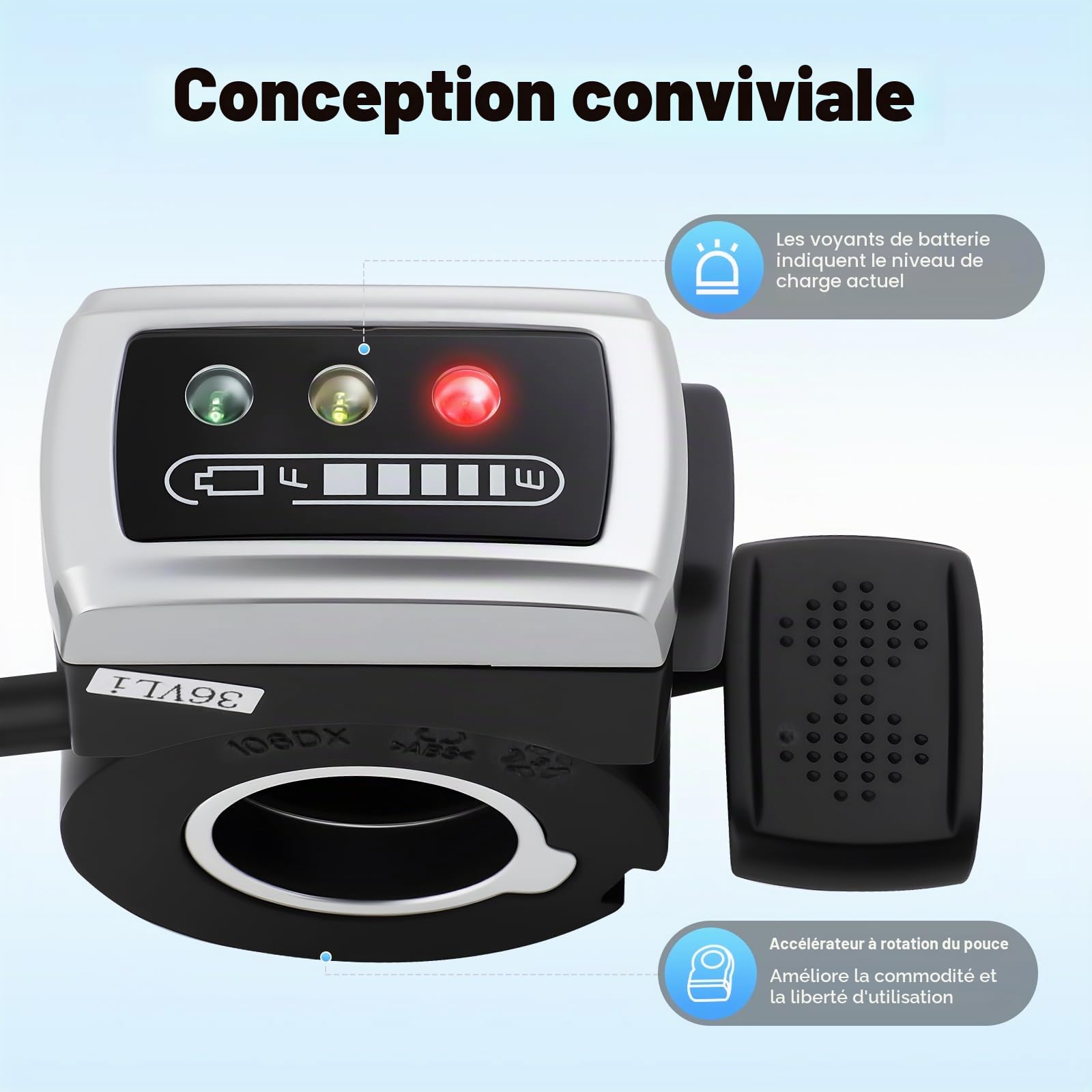 Kit de conversion de vélo électrique, 350 W, 36 V, kit d'accélérateur à pouce, conversion avec chaîne et accélérateur à pouce, pour montage de vélo