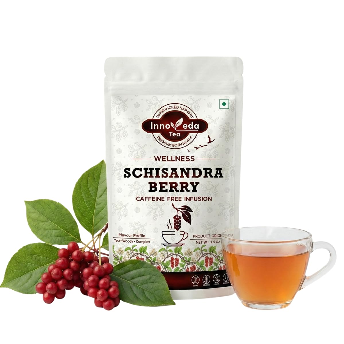 Innoveda Tea Schisandra Berry Wellness Infusion, Caffeine Free Herbal Tea, Loose Berry, 100g-image-40
