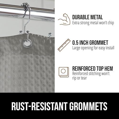 Miniatura 9 de Gorilla Grip Juego de cortina de ducha con diseño de gofres, incluye tapete de baño e inodoro de 30 x 20 pulgadas, microfibra de secado rápido,