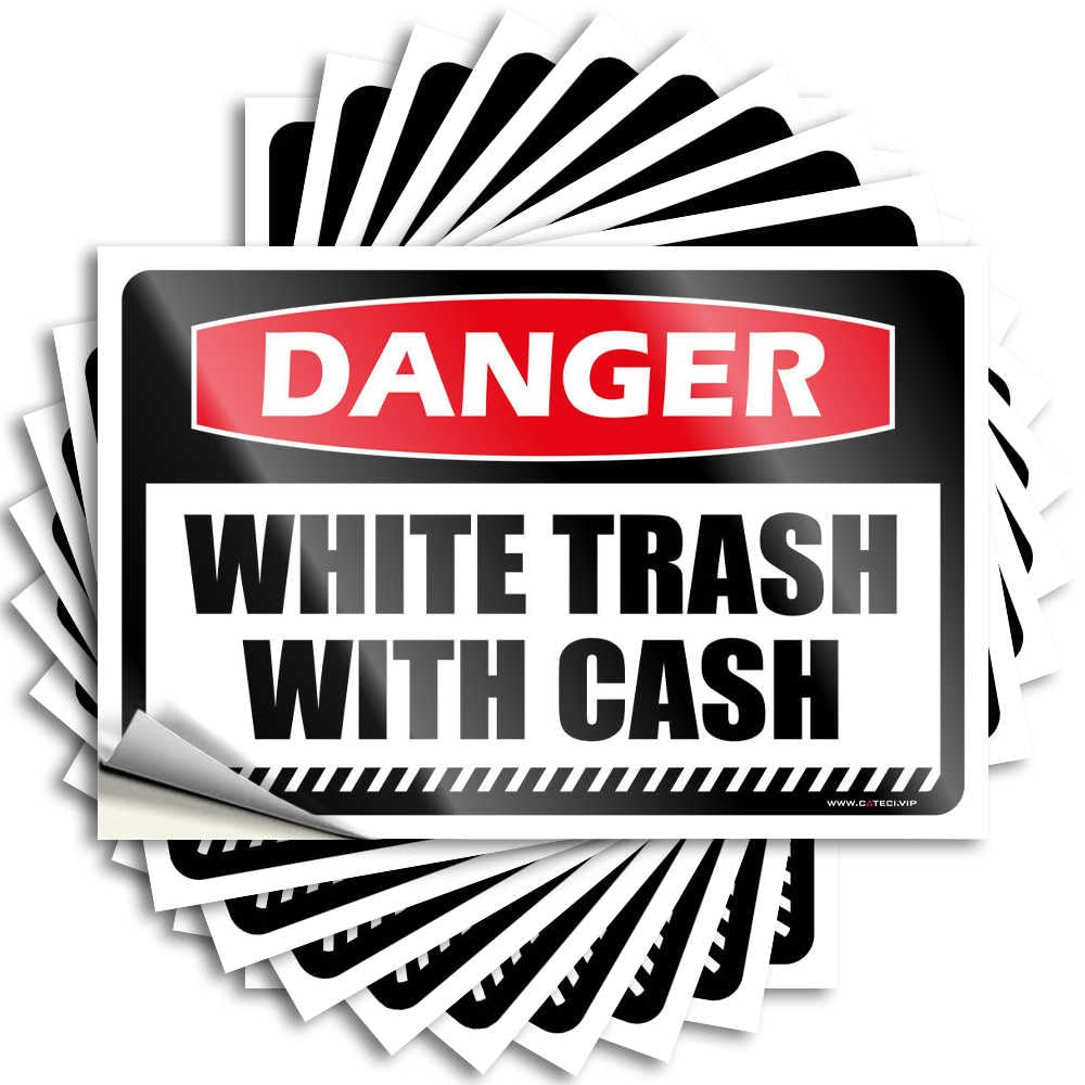 Mancave Stuff for Men Garage Tattoo | Danger White Trash with Cash Feminist Durable Vinyl Sticker Easy Apply for Billiard(8X12CM)