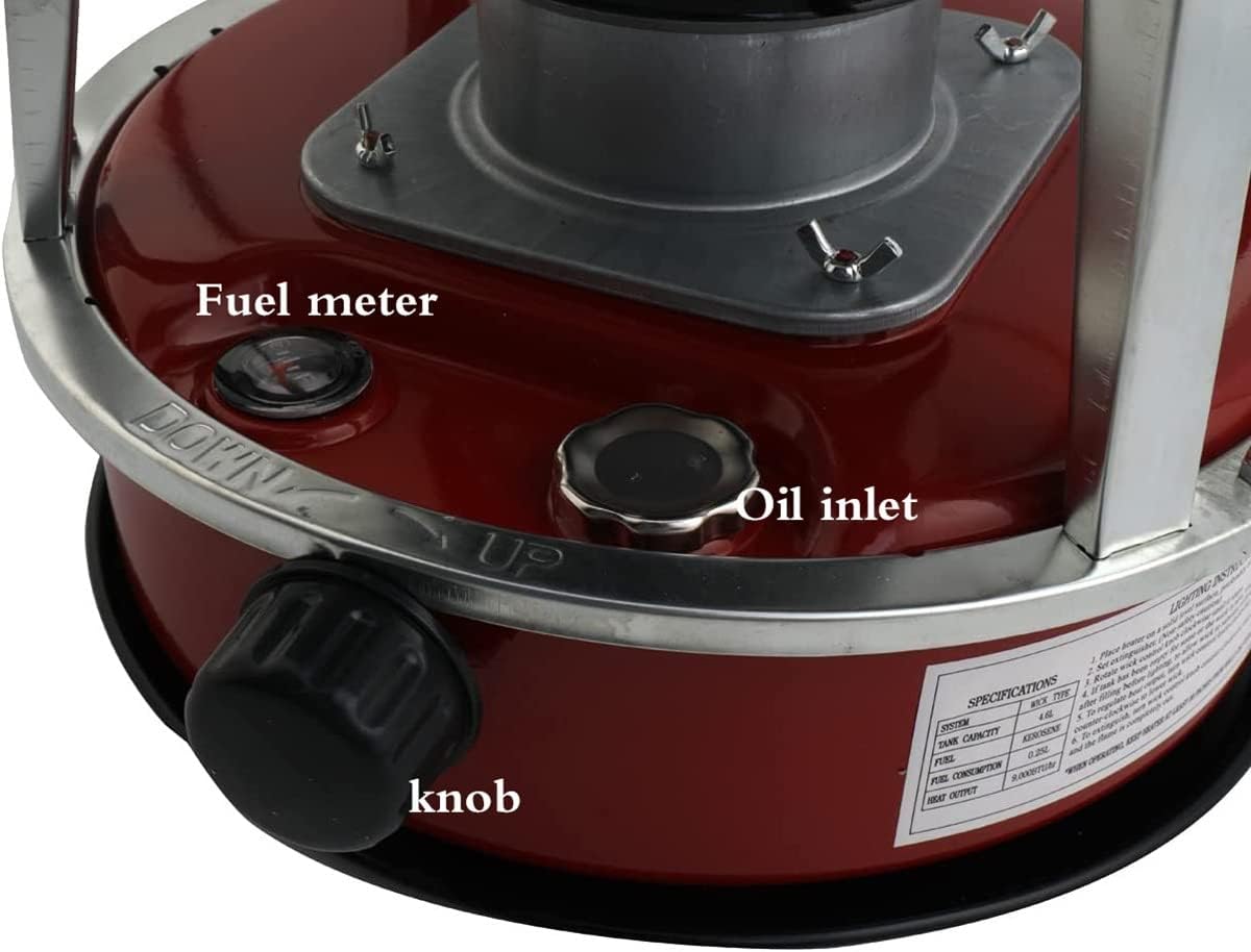 Kerosene Stove Heater, Portable Emergency Stove Heater for Indoor Outdoor Kerosene Stove with 6 Wicks/White (Red (4.6l 6 Wic))