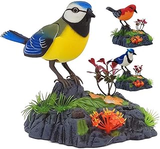 Chirping Dancing Bird with Voice Control, Singing Chirping Birds Toy Realistic Sounds with Motion Sensor Activation, Body Move Simulation Birds Pen Holders for Kids Electric Toys(HL510F)