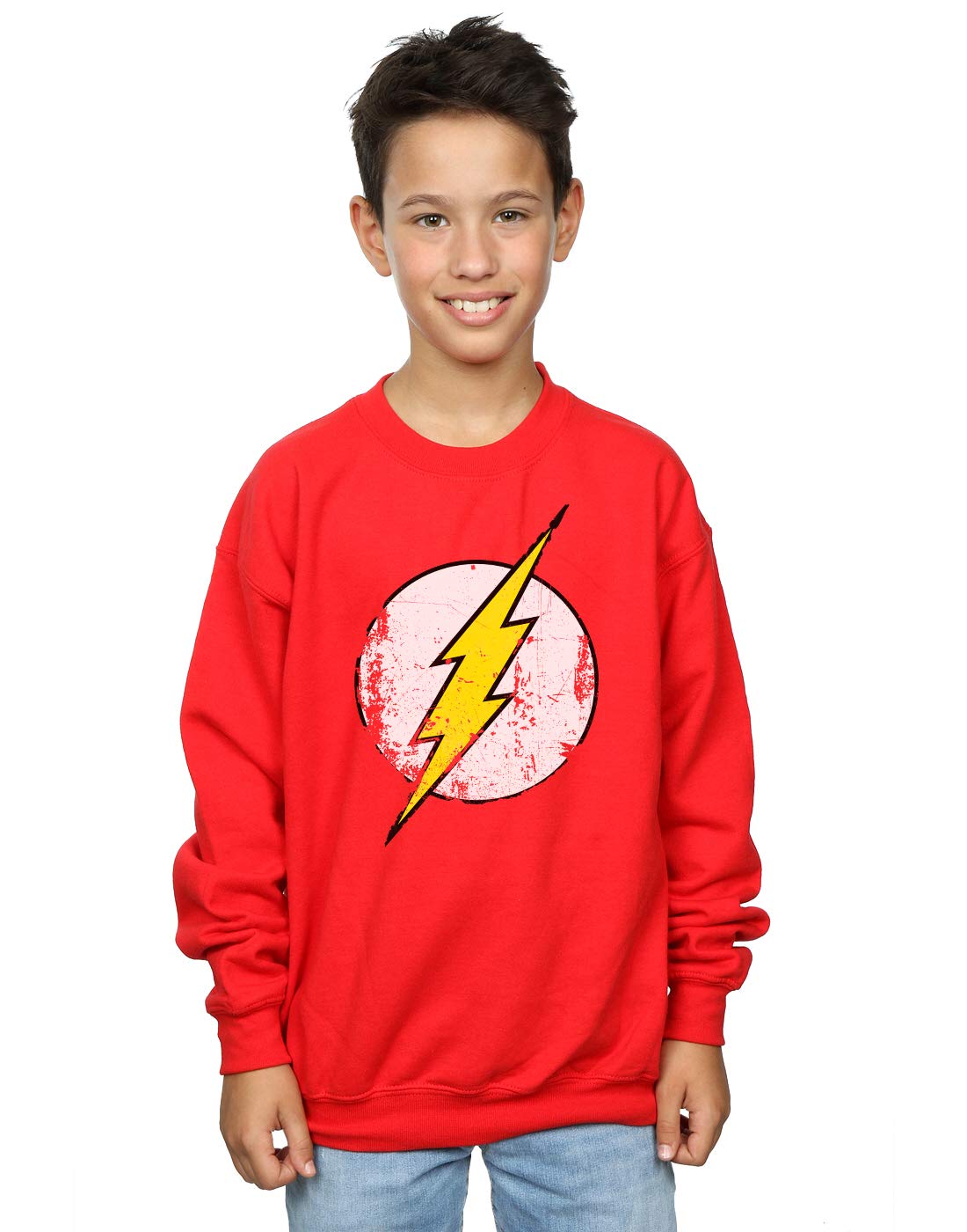 Dc Comics Boys Red Flash Distressed Logo Sweatshirt 7-8 Years