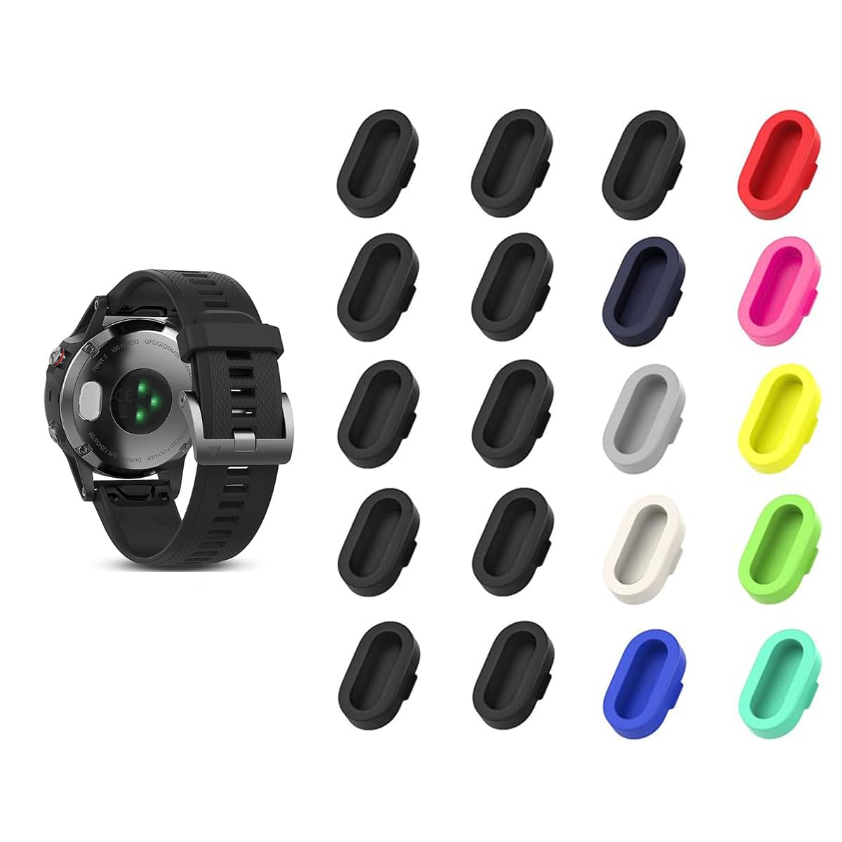 20 Pack Dust Plug Compatible with Garmin Watch Fenix 8/7/7S/7X/5/5S/5X/6/6S/6X/6 Pro/Forerunner 935/Vivoactive 3/4/Venu,Silicone Charger Port Protector Anti Dust Plugs Caps Cover (Colorful)