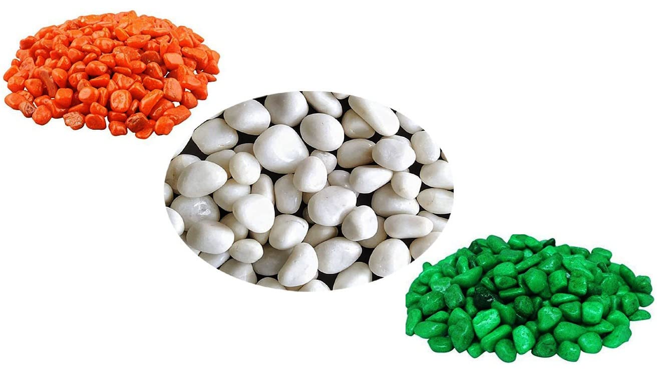 SHOBHANA ENTERPRISES Polished Pebble Stone Gravels for Aquarium, Terrarium, Plants, Garden Decor (Green,Orange,White 900 GMS) (B09R427F1K) Amazon Price History, Amazon Price Tracker