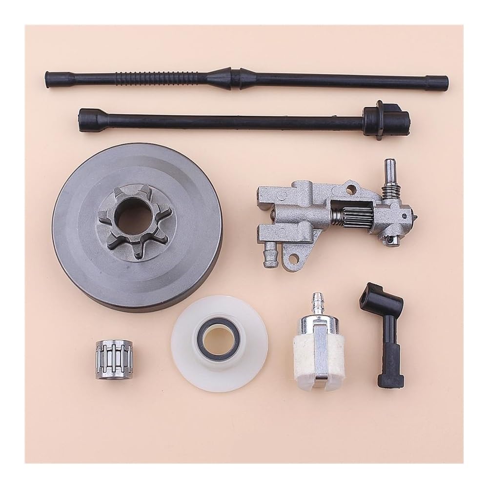 Tambor de Embrague Compatible con 4500, 5200, 5800, 45 CC, 52 CC y 58 CC, Engranaje helicoidal de Aceite, Filtro de Combustible, Kit de línea de Aceite, Piezas for Herramientas de jardín