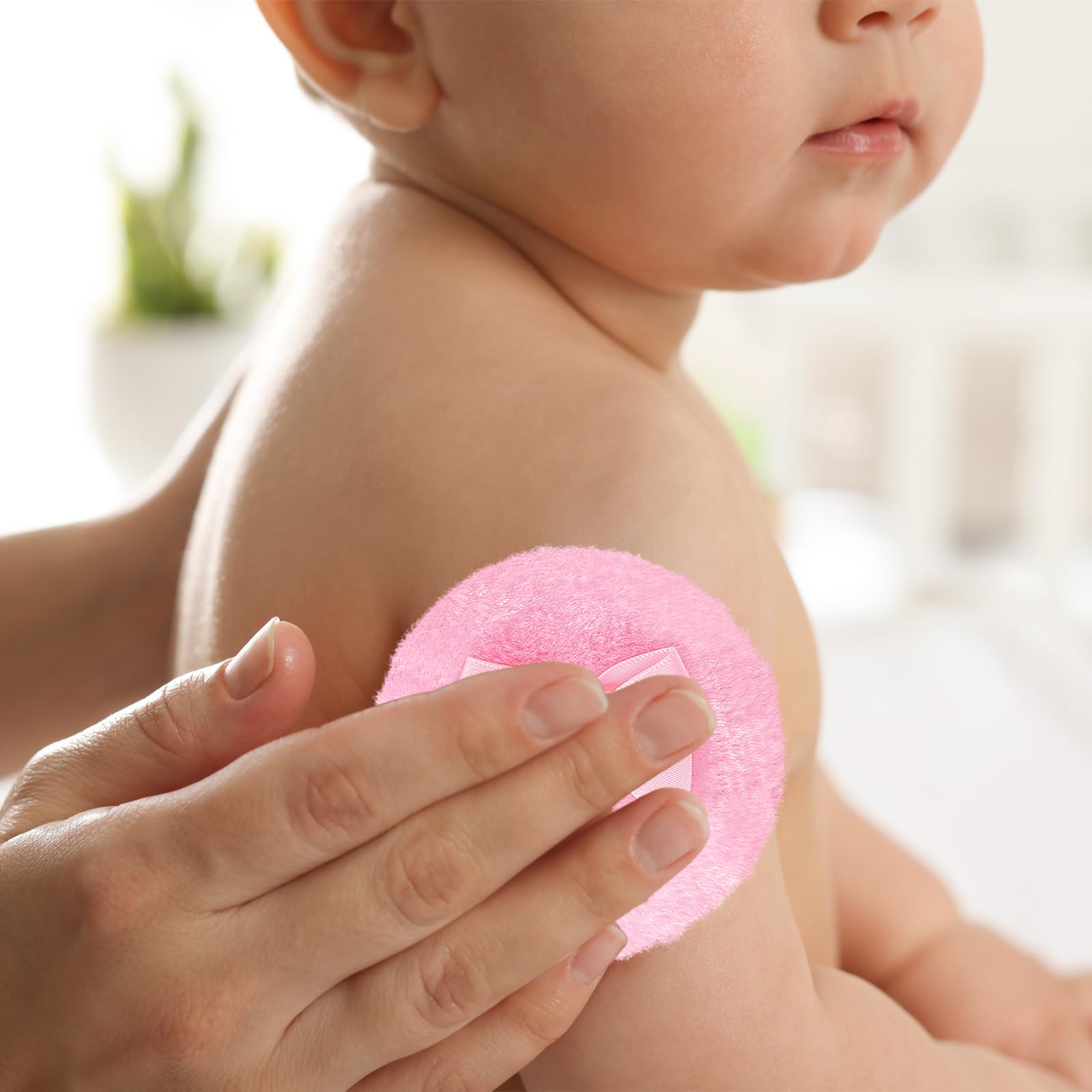 Sbuffi in polvere per il corpo con contenitore trasparente, 2 soffi morbidi in velluto per trucco bagnato e asciutto, custodia riutilizzabile per polvere per viso e corpo glitter
