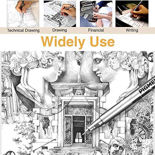 Image of like it Micro-Pen Fineliner Ink Pens Set of 9 Black Waterproof Archival Ink Micro Fine Point Pens with Brush Tip for Sketching Drawing Writing Technical Illustration