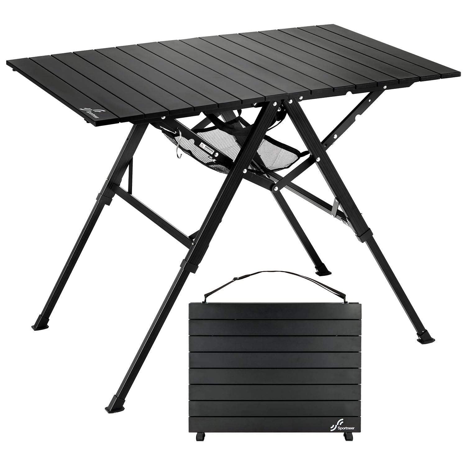 Sportneer Campingtisch Klappbar 90 x 60 cm – Großer Aluminium Klapptisch mit 3 Höhen (42/60/70 cm), Tragbarer Picknicktisch, Leichter Outdoor-Tisch für Camping, Garten, Balkon, Strand & Reisen