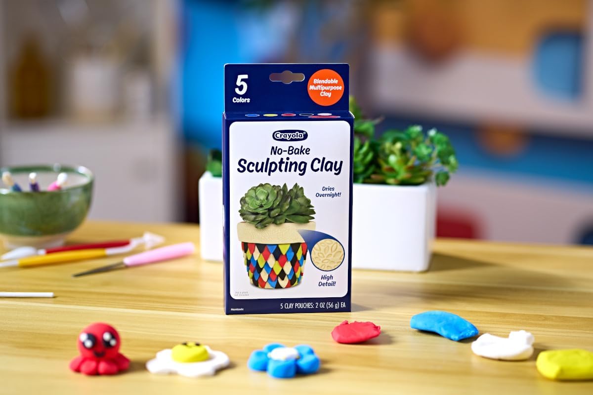 Crayola No Bake Sculpting Clay (5 Colors), 2oz Air Dry Modeling Clay, Crafting Supplies for Teens & Adults, Artistic Gift, 8+