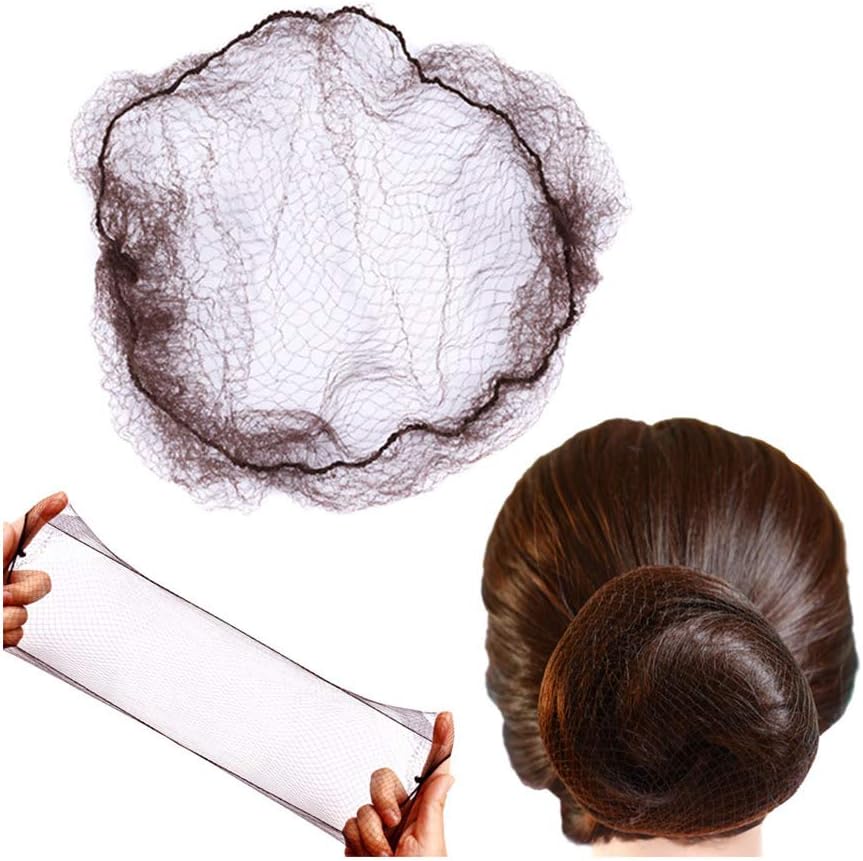 YANTAISIYU 50 Pcs Hair Net 20 Inch Invisible Elastic Mesh Wig nets for Hair Bun Food Service (Bulk Packing,Dark Brown)