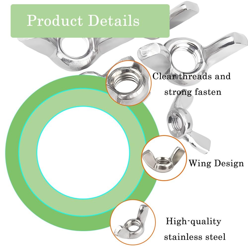 10 Pezzi M6 Dado a Farfalla - Dado Ad Alette Dadi ad Alette in Acciaio Inox 304 Dadi a Galletto per Fissaggio Fai da te Fasteners Hardware Forma di Farfalla
