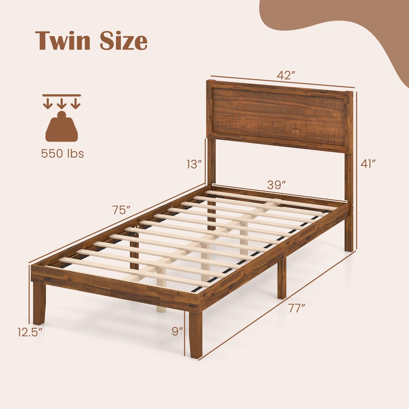 Wooden Double Bed Frame Giantex Wood Full Platform Bed Frame With Headboard,  Mid Century Bed Frame With Solid Wood Legs \u0026 Wooden Slat Support, Pallet  Bed Mattress Foundation, No Box Spring Needed, image size:1600x1600
