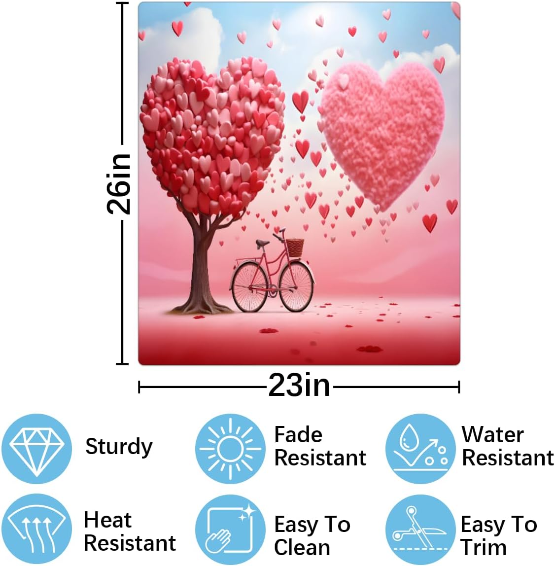 Bicycle Valentine's Day Love Dishwasher Magnet Cover, Reusable Refrigerator Panel Stickers Microwave Front Door Covers Magnets for Kitchen Home Appliances Holiday Party Decorations 23 X 26 in