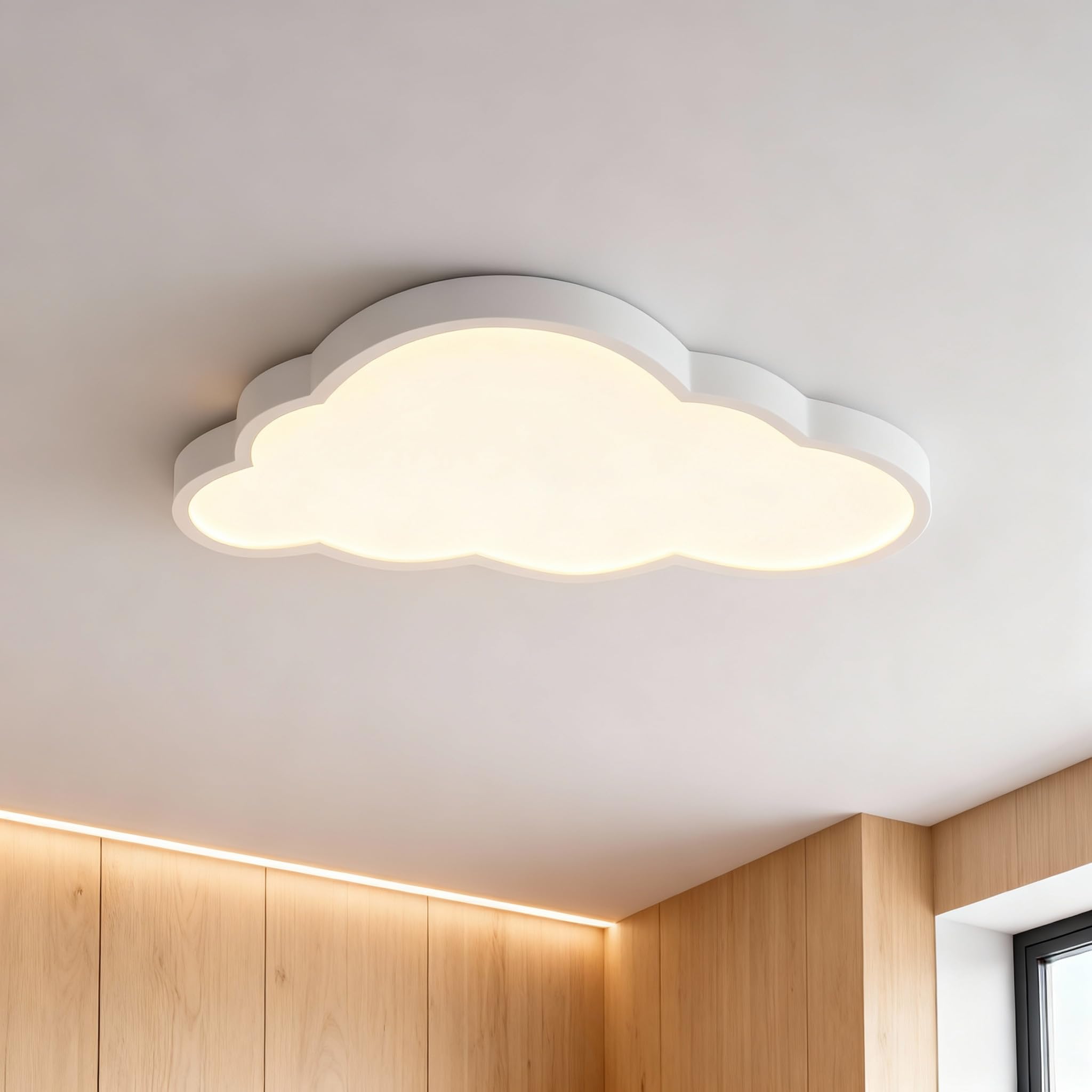 YRHome 48W Plafoniera LED Effetto Nuvola Dimmerabile in Acrilico IP44 con Telecomando, Lampada Ultra Sottile per Camera dei Bambini