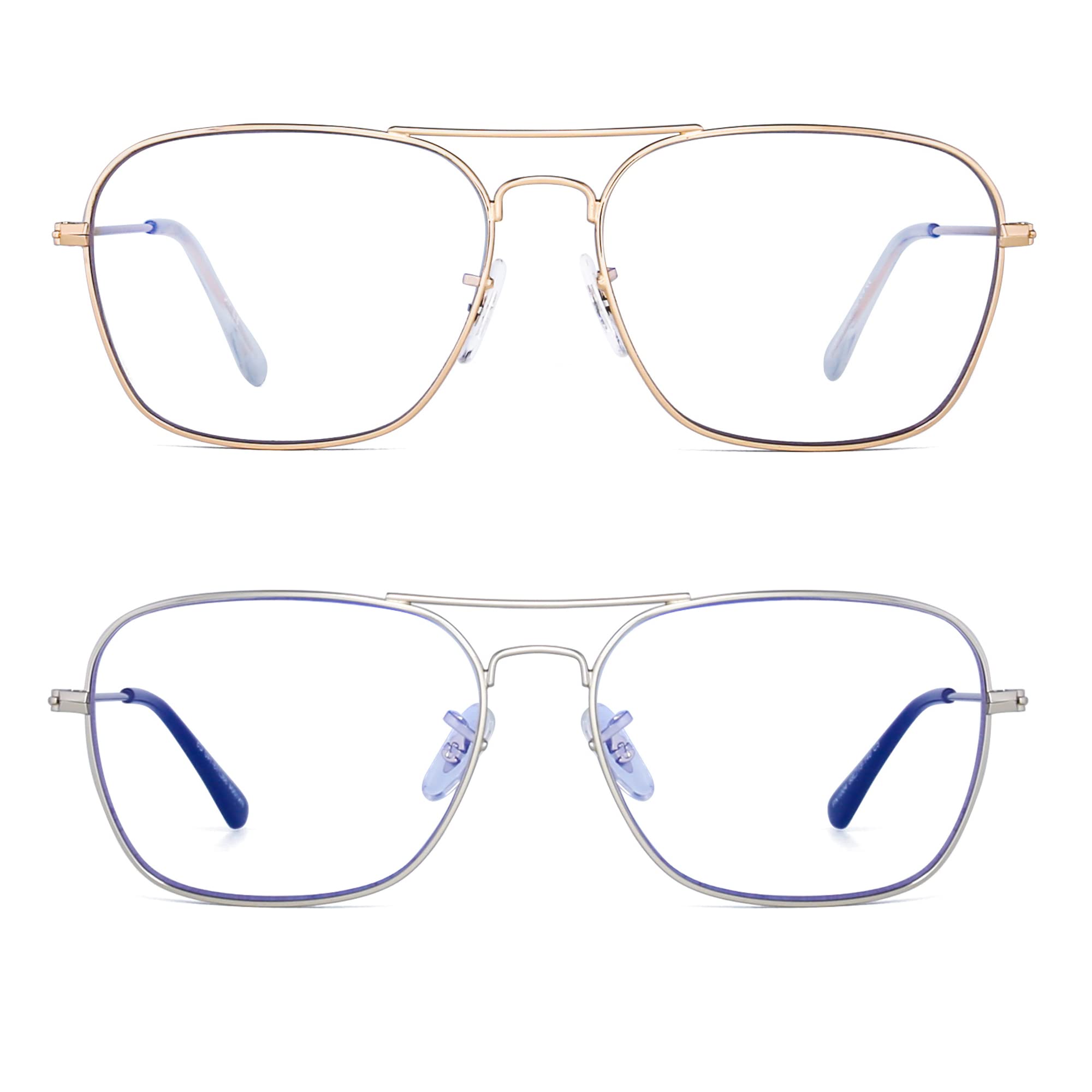 JM Paquete de 2 Gafas de Lectura Cuadrados, Gafas de Lectura con Bloqueo a Luz Azul Para Mujeres y Hombres