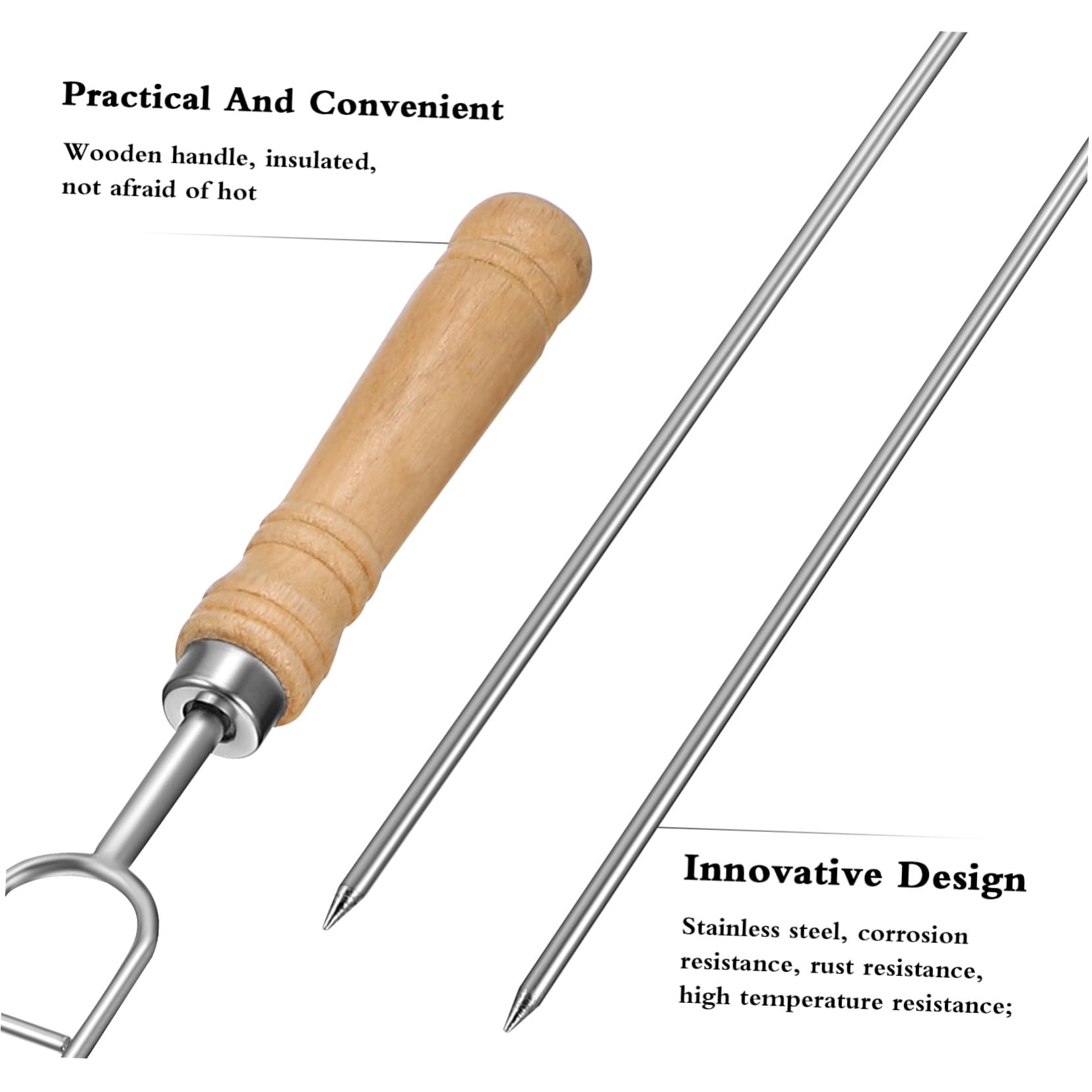 Ciieeo 8pezzi Spiedini Per Barbecue Acciaio Inossidabile Con Manico Legno Utensili Per Grigliare Doppio e Singolo Per Bbq Per Picnic e Campeggio Con Borsa Con Corda Per Conservazione