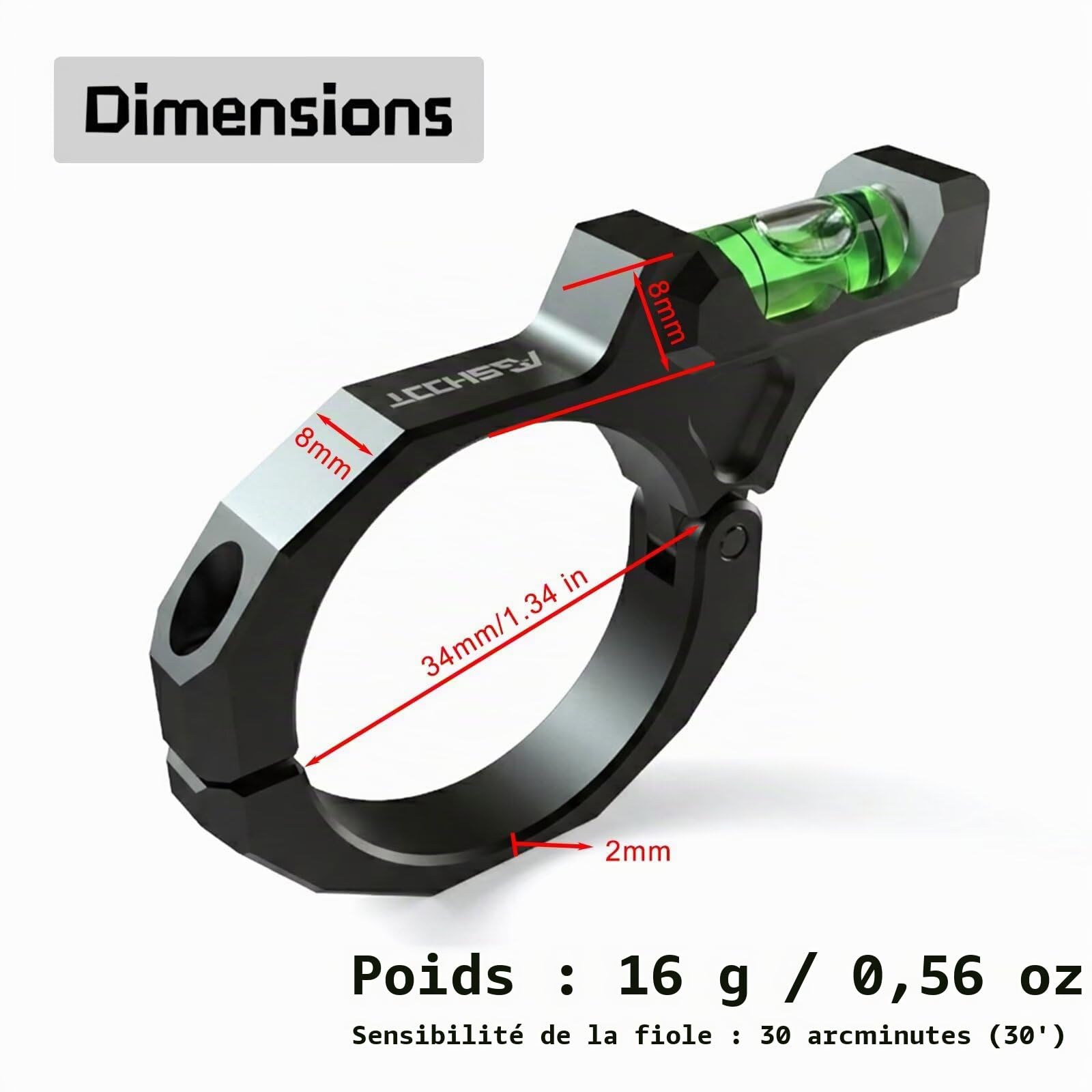 Niveau à Bulle de Précision pour Lunette de Visée, Système Anti-Cant pour Tir de Précision et Compétition | Adaptable Tubes 34mm