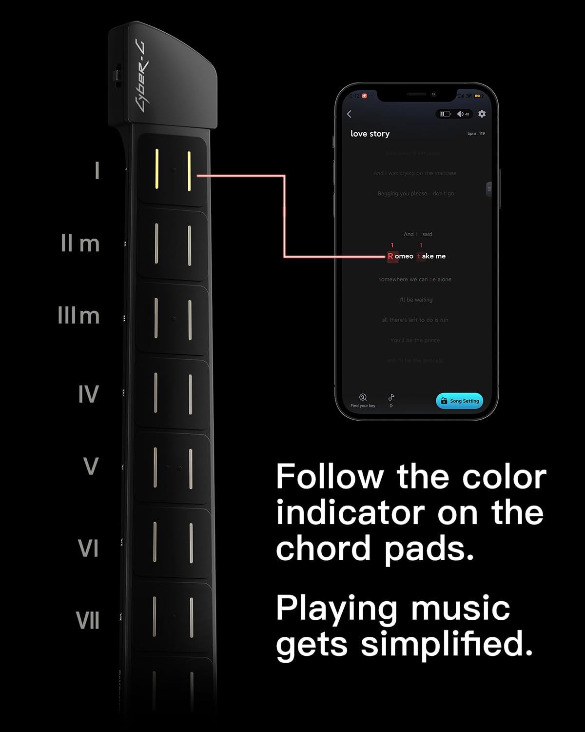 Enya CYBER-G Stringless Smart Guitar, Foldable Travel Backing Guitarra, Built-in Drum Machine & Bassline, 20 instrument Sounds for One-Man Band, App Interactive Chord Sheets For Adults & Teens(Black)