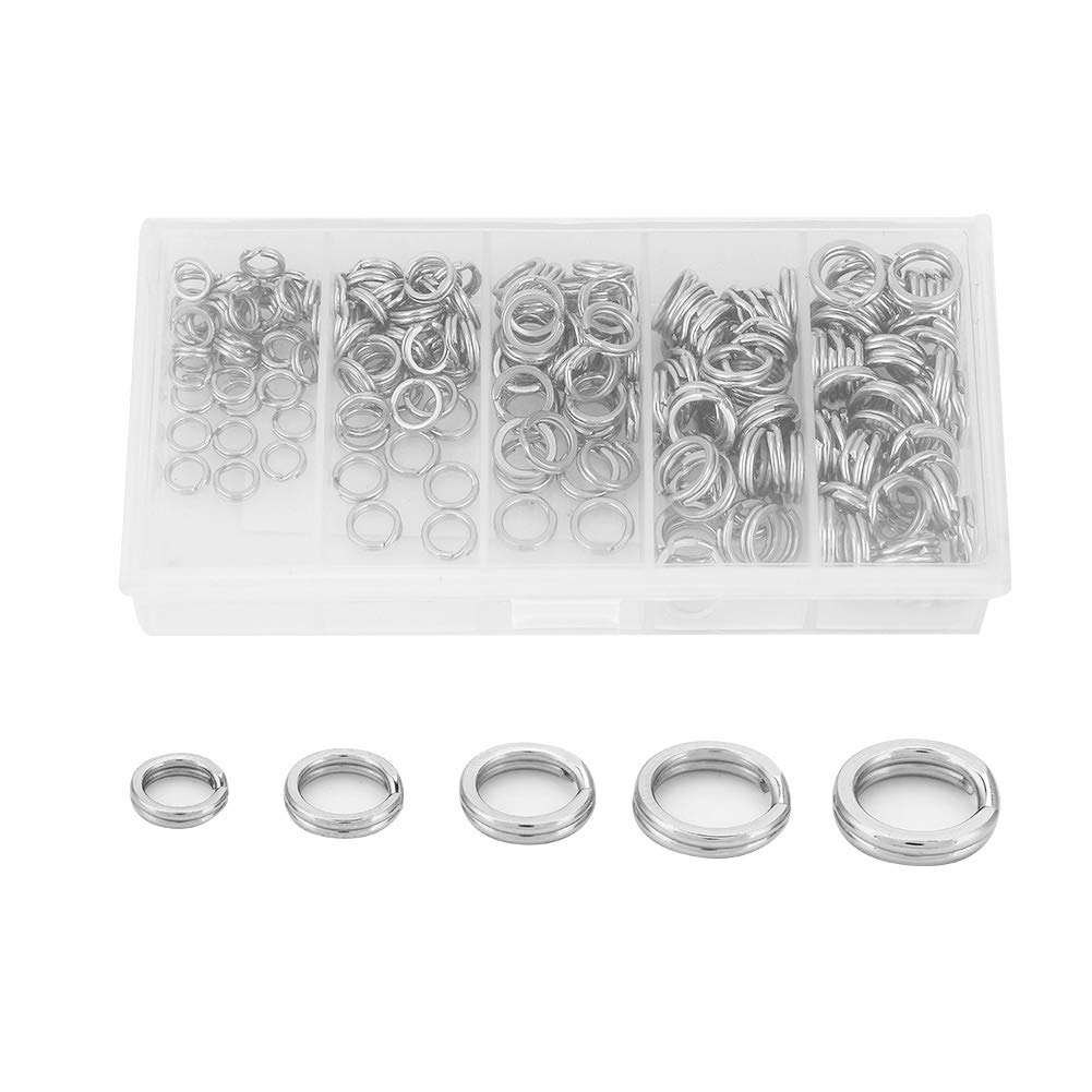 200pcs Fishing Stainless Steel Split Rings Double Snap Ring High Strength Fishing Lures Ring Fishing Lure Connector Fishing Tackle Set