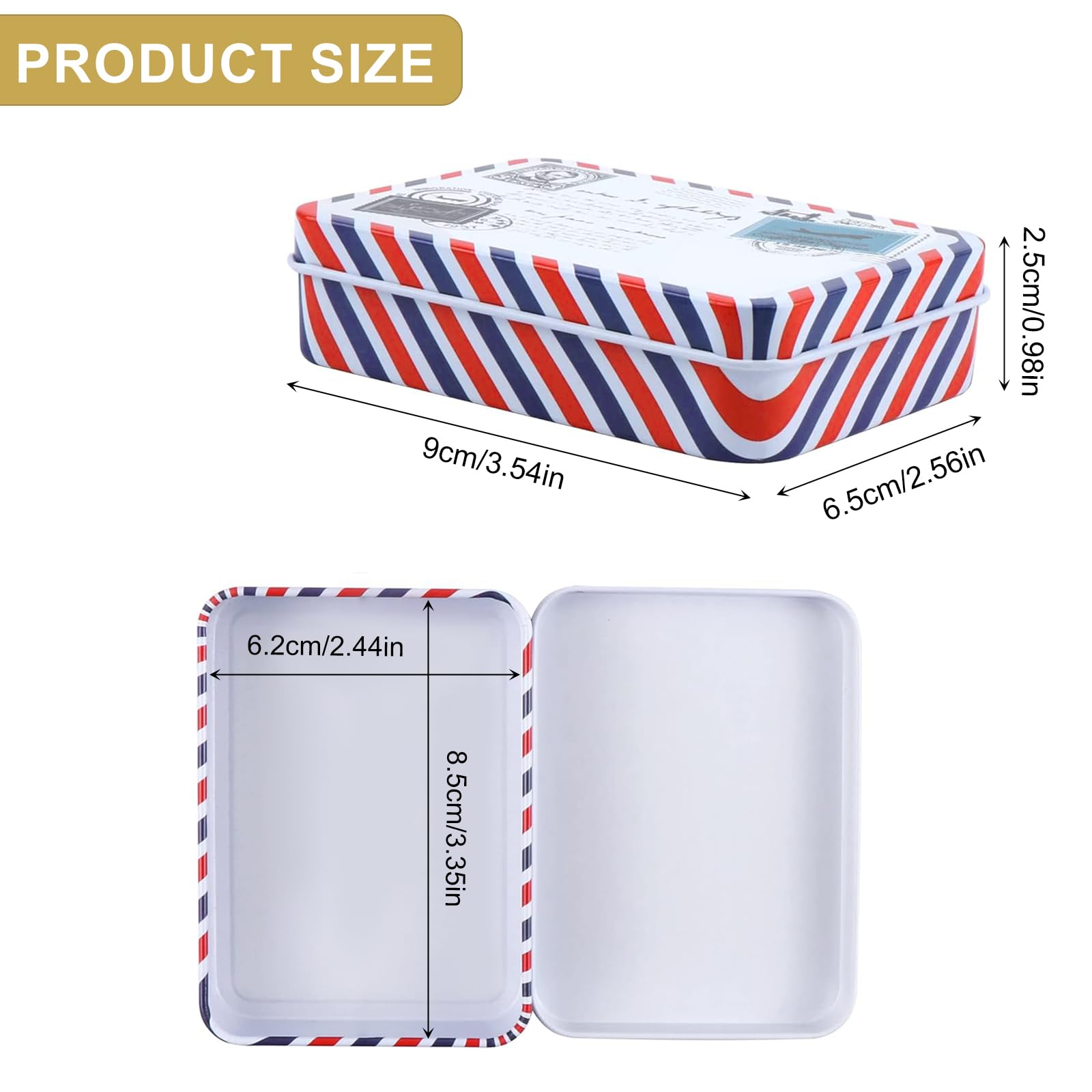 8 Scatole Di Latta Rettangolari Nere 9,5x6x2,2 Cm - Porta Oggetti In Metallo Per Caramelle, Gioielli, Chiavi E Fai Da Te - 3