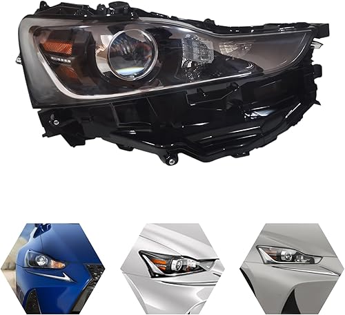 Miniatura 3 de TBVECHI Faros delanteros, faro delantero del lado del pasajero LED de barra de luz negra, faros delanteros de repuesto para Lexus IS300 IS350