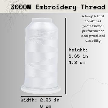 Simthread 6 Spools 3000Y 40WT Polyester Embroidery Thread Black White Gray
