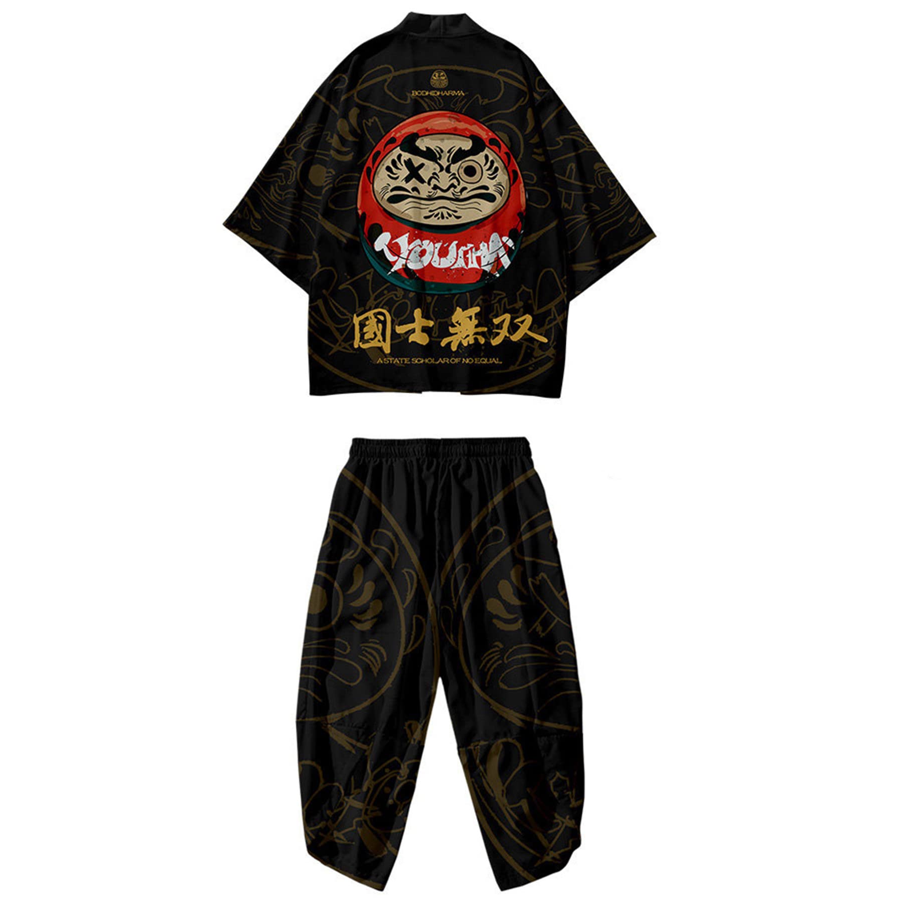 Chaqueta estampada estilo chino DOSLAVIDA conjunto de kimono japonés con parte delantera abierta 8