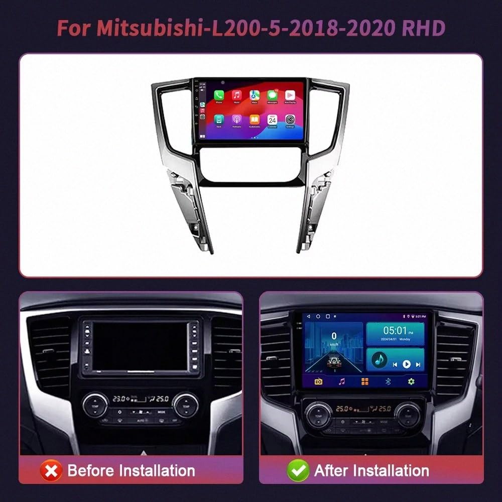 Radio Coche 2 DIN Pantalla para Mitsubishi L200 5 2020 Cámara Trasera - HD Pantalla Carplay Mirror Link - Portátil Radio Coche Bluetooth con, 4 Nuclear 1G+32G