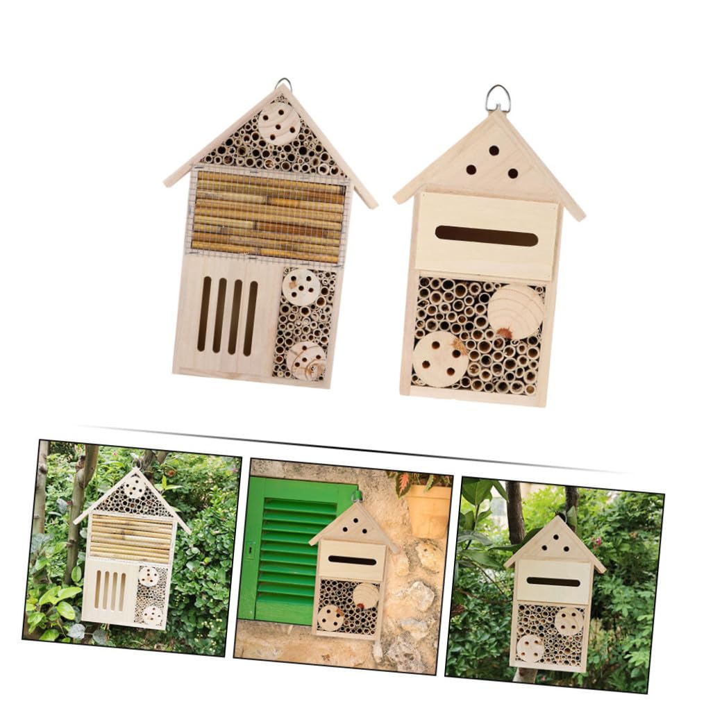 Casetta Sospesa in Legno Per Insetti Da Giardino Cabina Per Api Assemblabile Nido Dipinto Per Insetti Impollinatori Decorazione Esterna Per Giardino