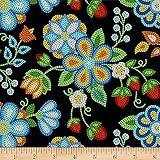 Tucson Beaded Strawberry Black, Fabric by the Yard