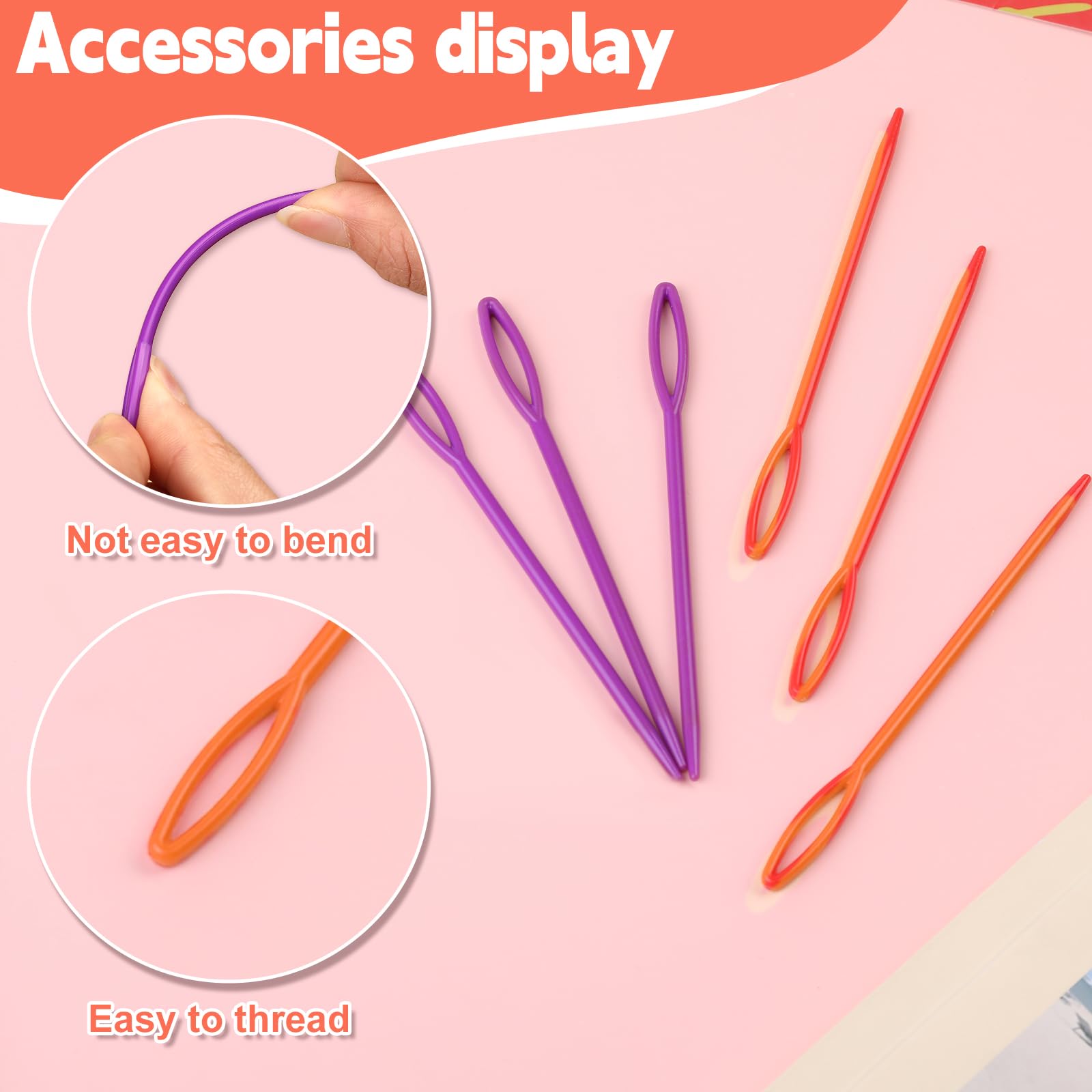 Easusy 20 Pieces of Loom Crochet Hook Sets, 8 Pcs Knitting Crochet Hooks, 12 Pcs Colorful Sewing Needles - Image 4