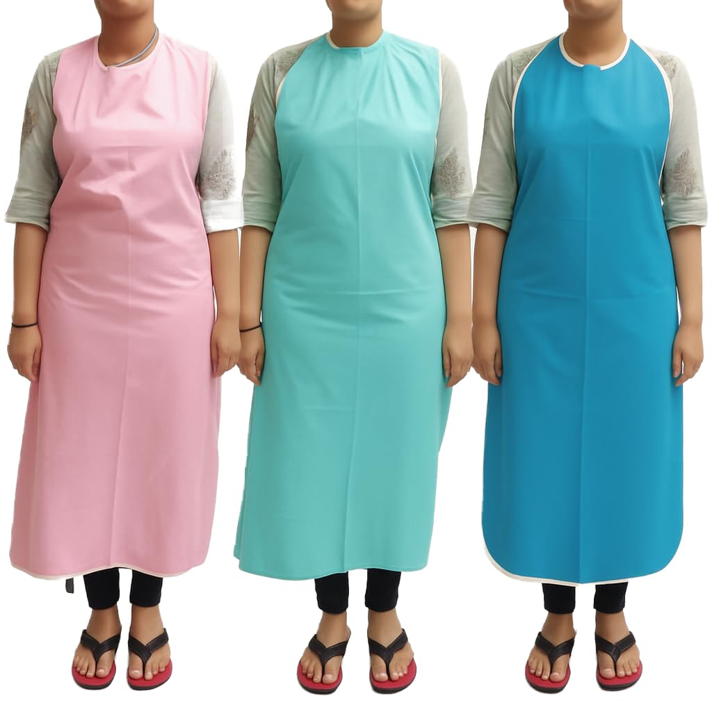 Dr.Bohrras� Plastic PVC Washable Long Apron Waterproof Set of 3 Hospital Ktchen Men Women Pink,Green,Blue