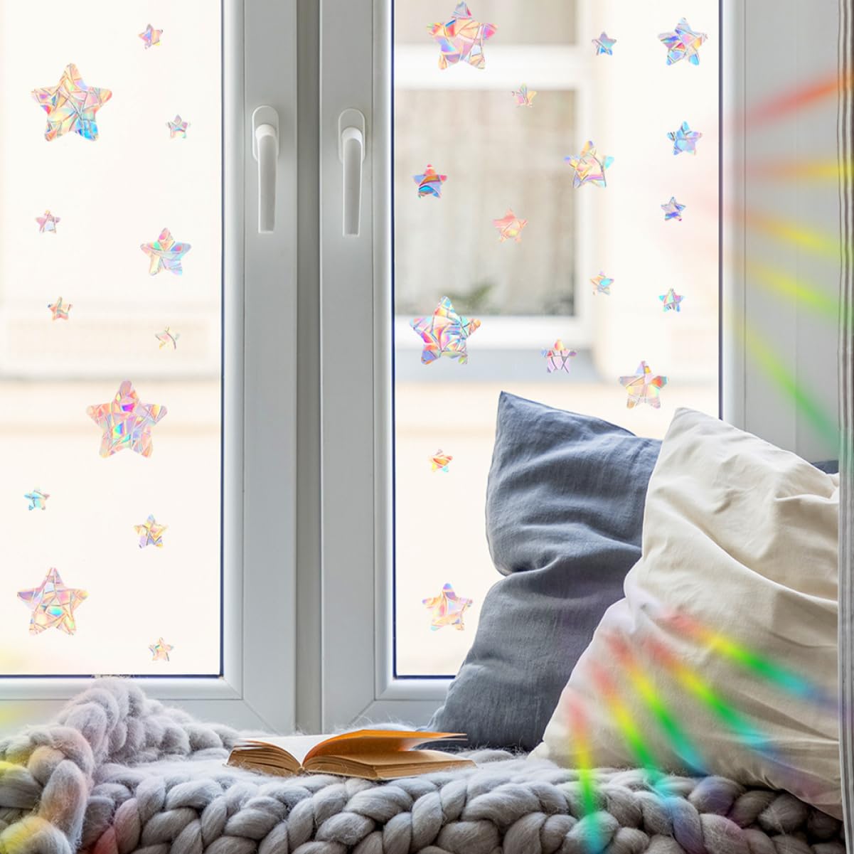 PRETYZOOM 10juegos Pegatinas Adhesivas De Estrellas Para Ventanas Decorativas y Anticolisión De Para Captar Luz Solar y Proteger Aves Para Hogar y Oficina