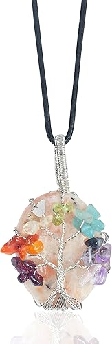 Crocon Gemstone Pendant Necklace Handmade Reiki Healing Crystal Amulet Natural Stone Jewelry for Unisex Gift