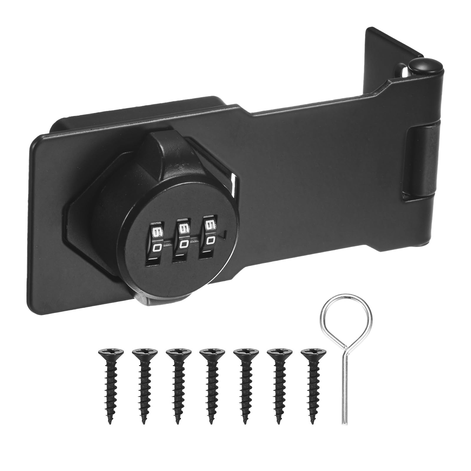 M METERXITY Keyless Combination Lock, 4.3" Zinc Alloy Mechanical Password Twist Knob Hasp Locks Latch, 90/180 Degree Barn Door Lock for Cabinet/Closet/Garage/Drawers/Garden/Bathroom [Black]