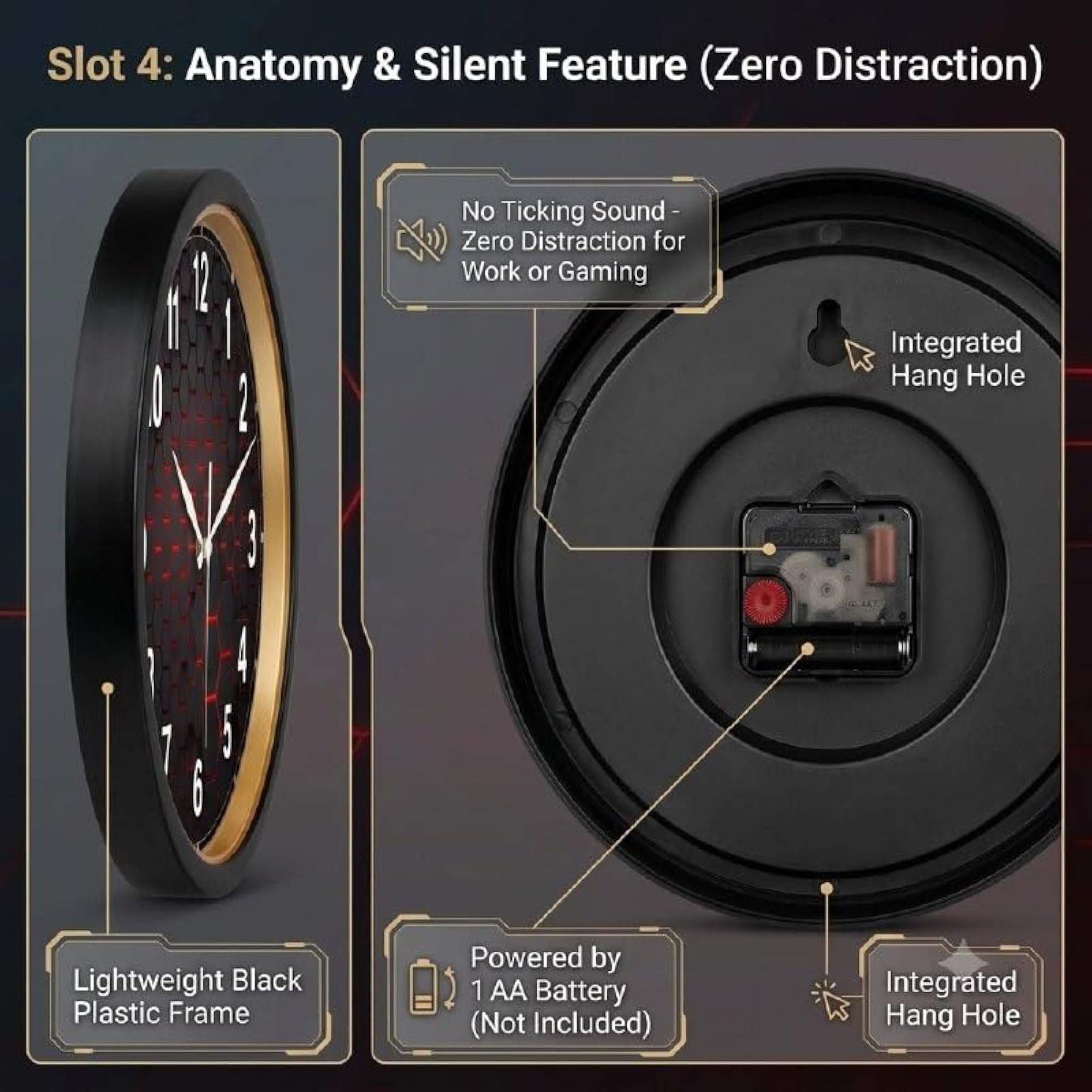3D Honeycomb Hexagon Silent Sweep Quartz Wall Clock