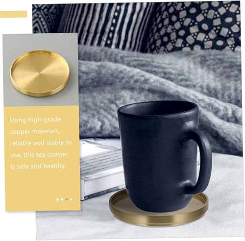 Miniatura 6 de SHOWERORO Posavasos de cobre de latón, soporte para tazas de té, salvamanteles, soporte para tetera, portavasos para bebidas, portavasos para