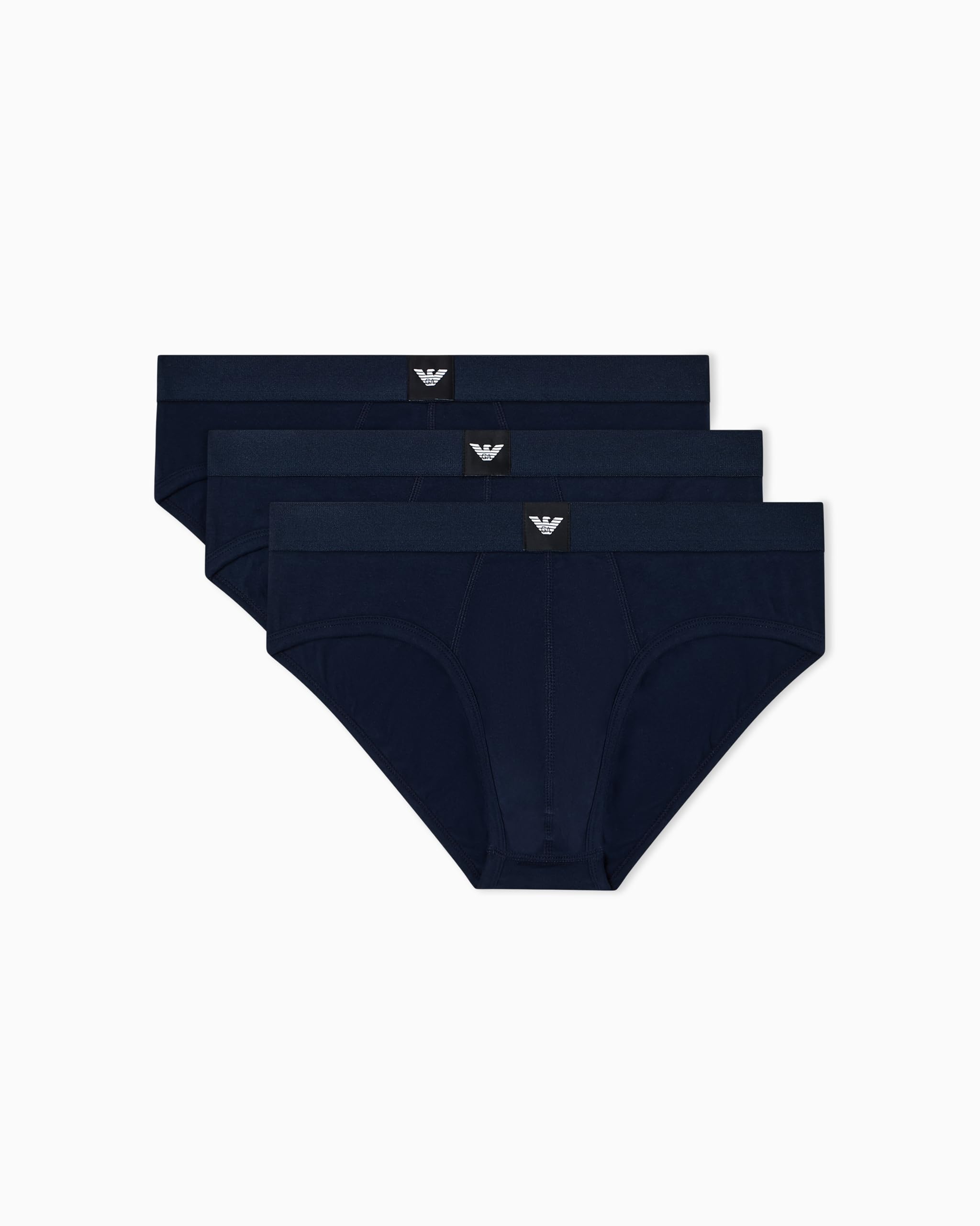 Emporio Armani Man's Essential LOGOLABEL 3-Pack Brief Blue S