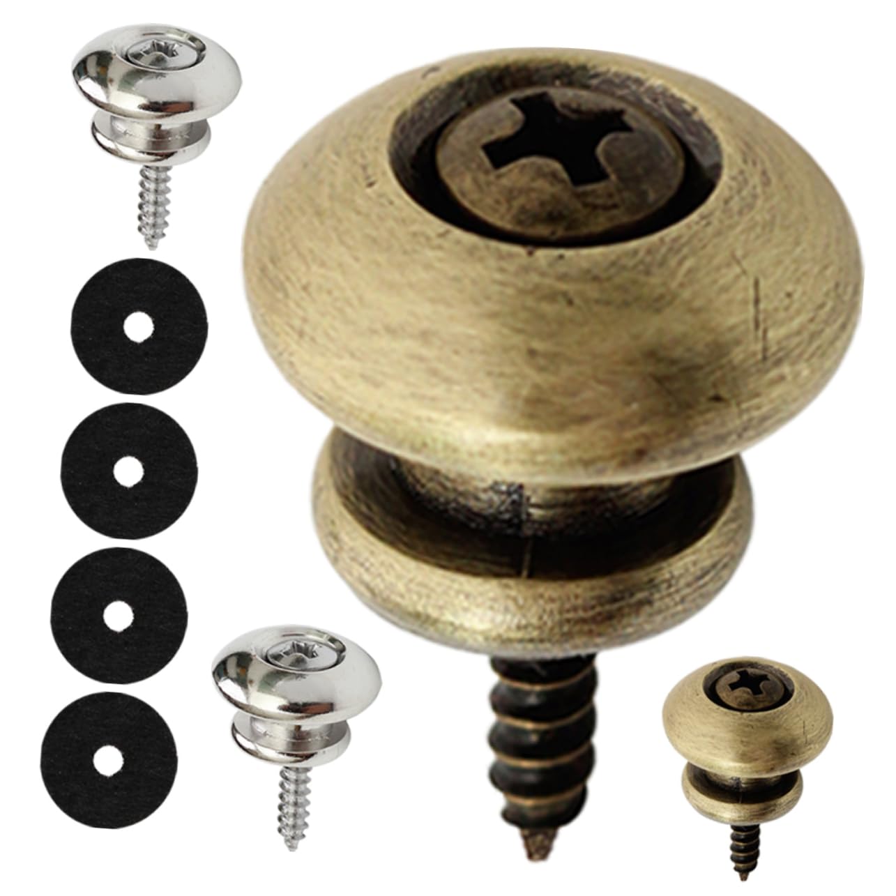 10 Blocchi Cinghia Per Chitarra - Bottoni Antiscivolo In Metallo Per Chitarra E Basso - Colore Oro - Foto 5