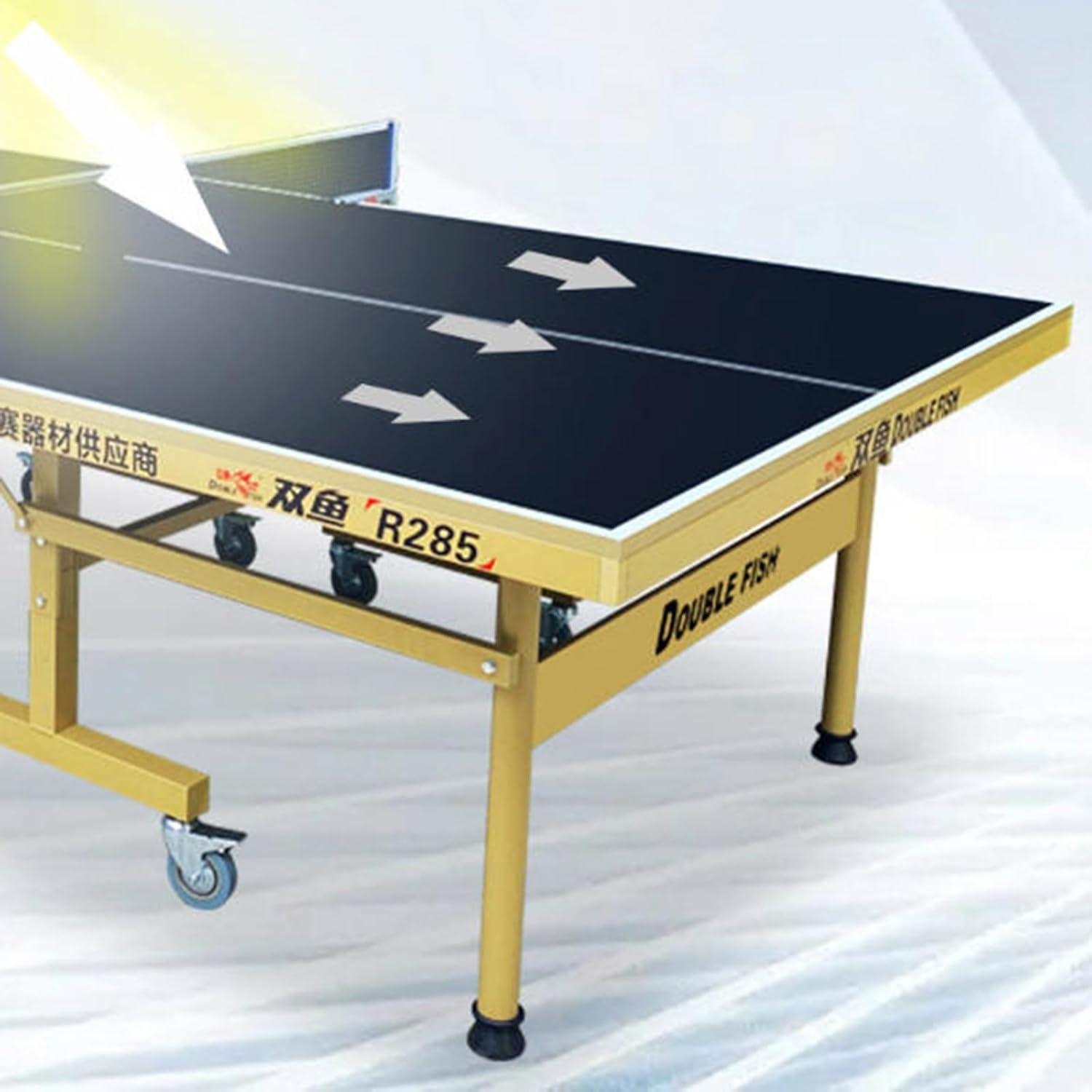 Outdoor Table Tennis Table with Wheels, All Weather Ping Pong Table, Tournament Size Foldable Mobile Table with Net for Clubs and Schools
