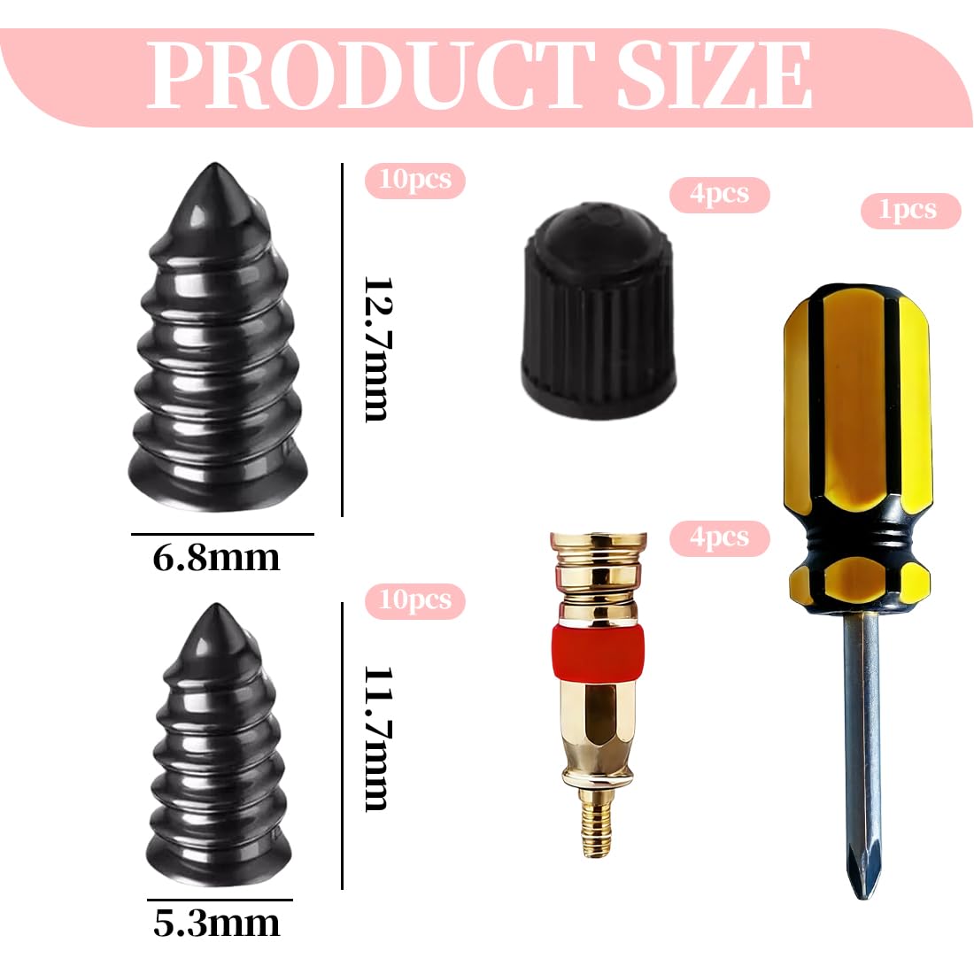 Kit Riparazione Pneumatici Auto Moto 20 Pezzi Viti Mastice Gomma Cacciavite