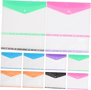 Ciieeo 12Pçs Clipes De Pasta De Pasta Bolsos De Botão De Pressão Sacos De Documentos Cartões Sacos De Armazenamento Bolsos Organizadores Sacos De Arquivo Transparentes Suportes De