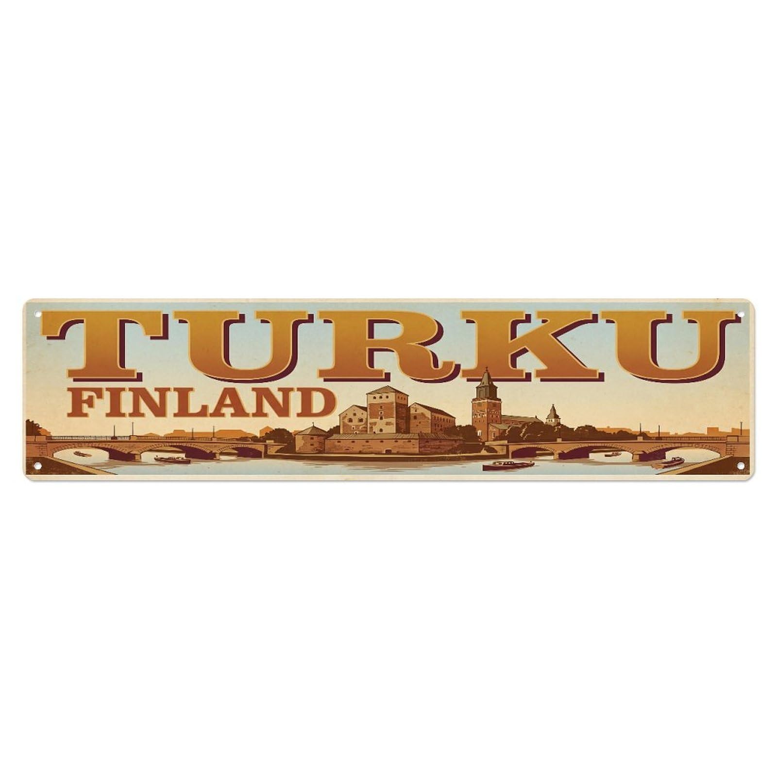 Tgrcjimh Style Metal Tin Sign Vintage Travel Finland Turku