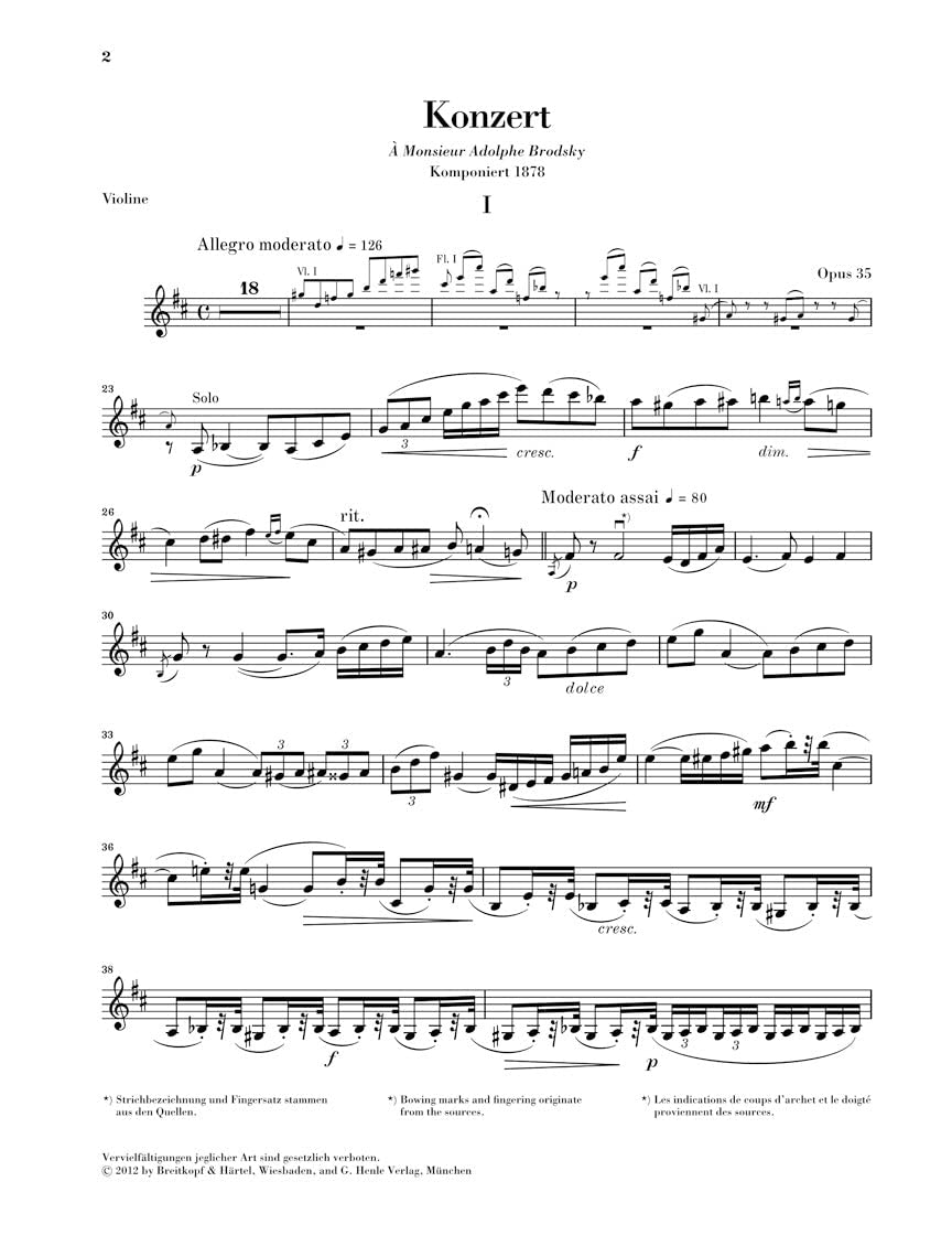 Pyotr Ilyich Tchaikovsky: Violin Concerto Op. 35 (Violin and Piano). Partituras para Violín, Acompañamiento de Piano