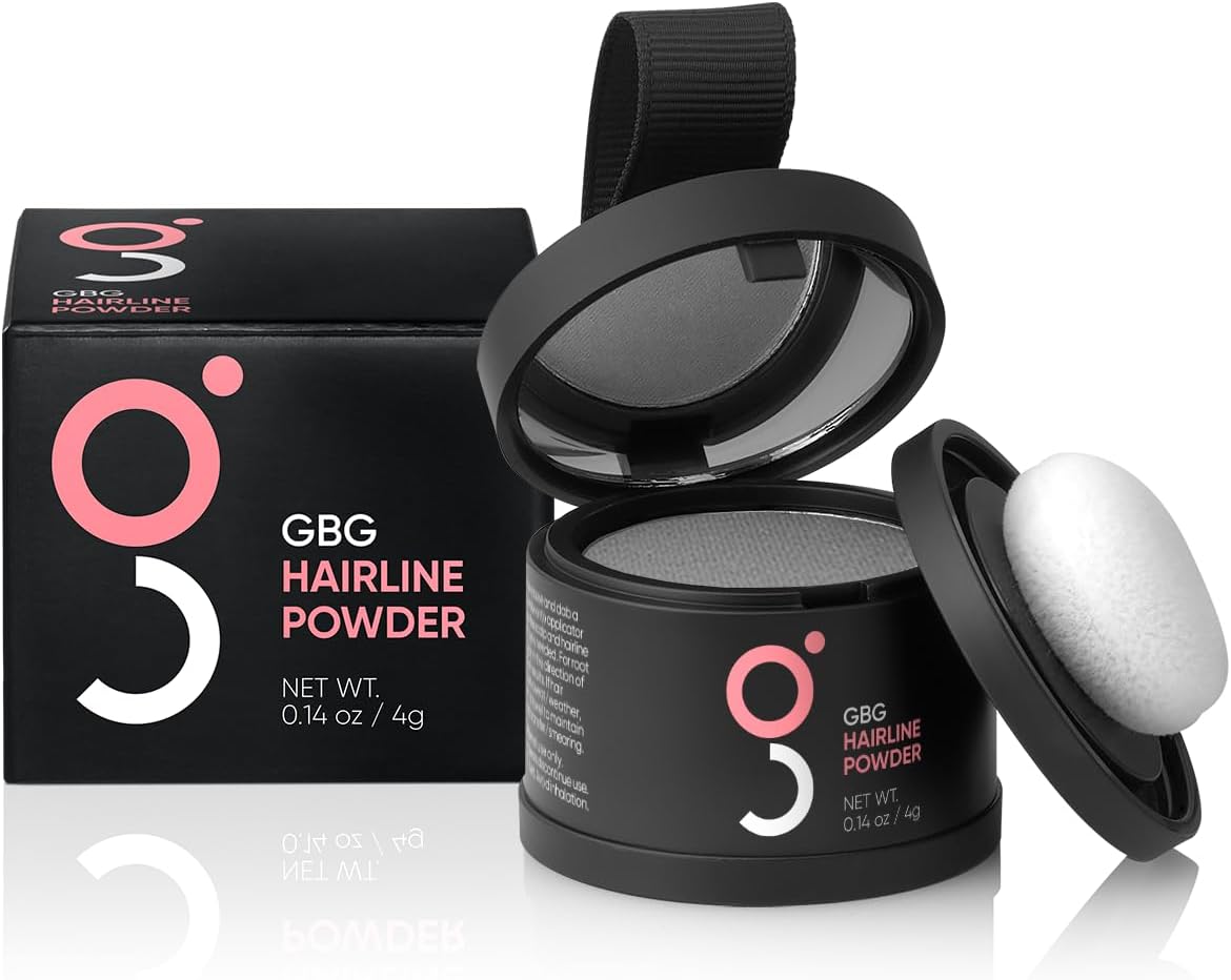 Hairline Powder Instantly Conceals Hair Loss, Root Touch Up Hair Toppers for Women & Men, Hair Fibers for Thinning Hair, Root Cover Up, Stain-Proof 24 Hour Formula (Grey)