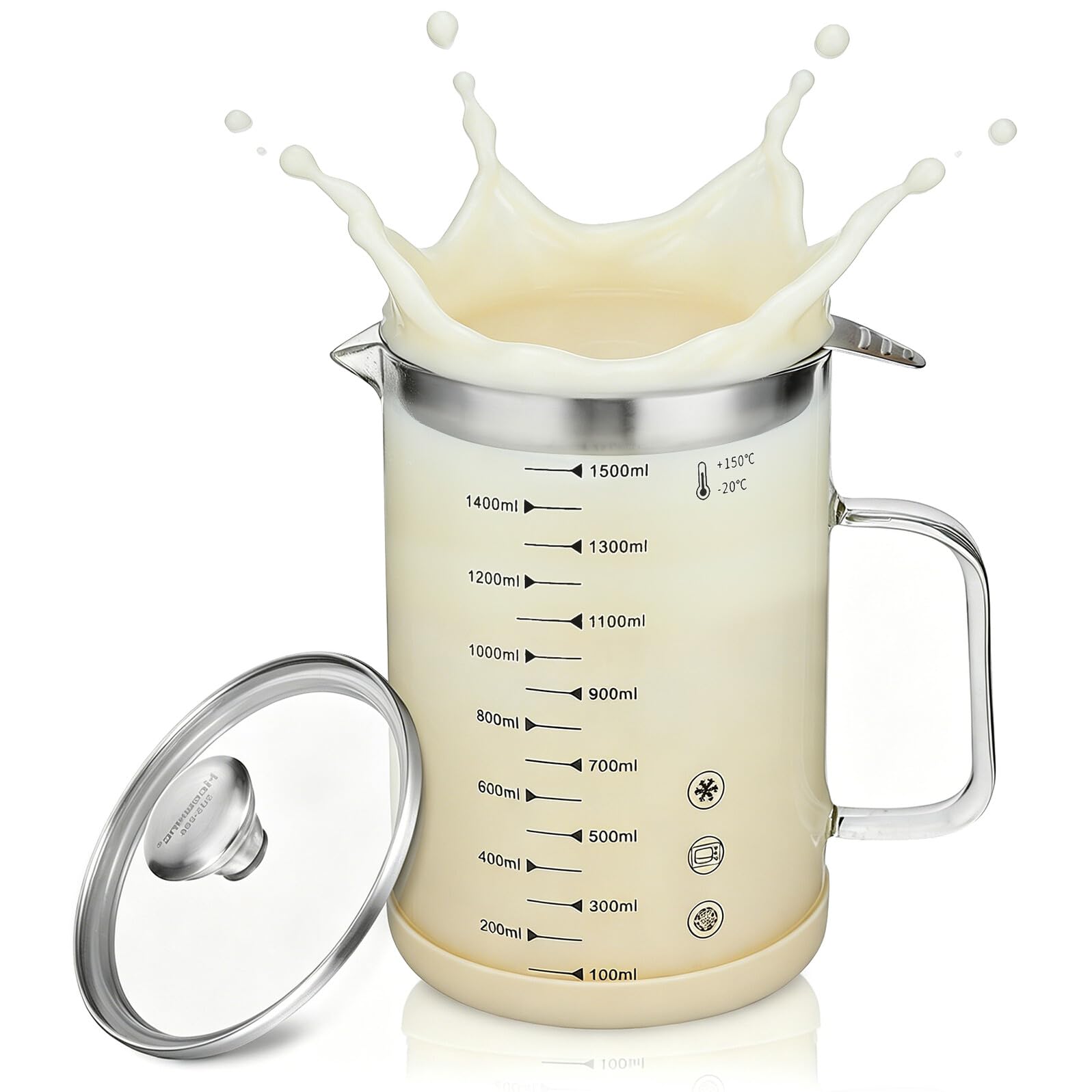 Filtre en verre borosilicate pour carafe à thé 1500ml et passoire fine acier inoxydable