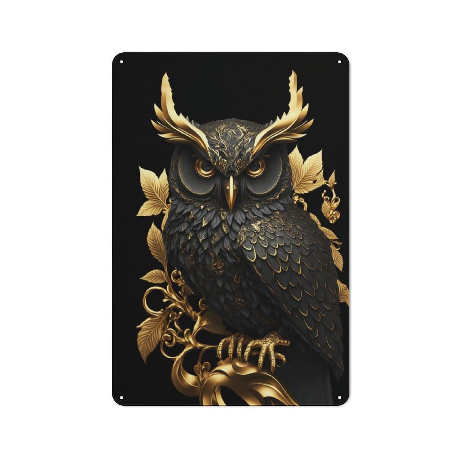 Junmoney Style-20 For Café Or Home Bar, Golden Decorative Owl Statue Retro Metal Plaque 30X20cm, A Winter Wall Decor Update For Café-Style Decor Fans