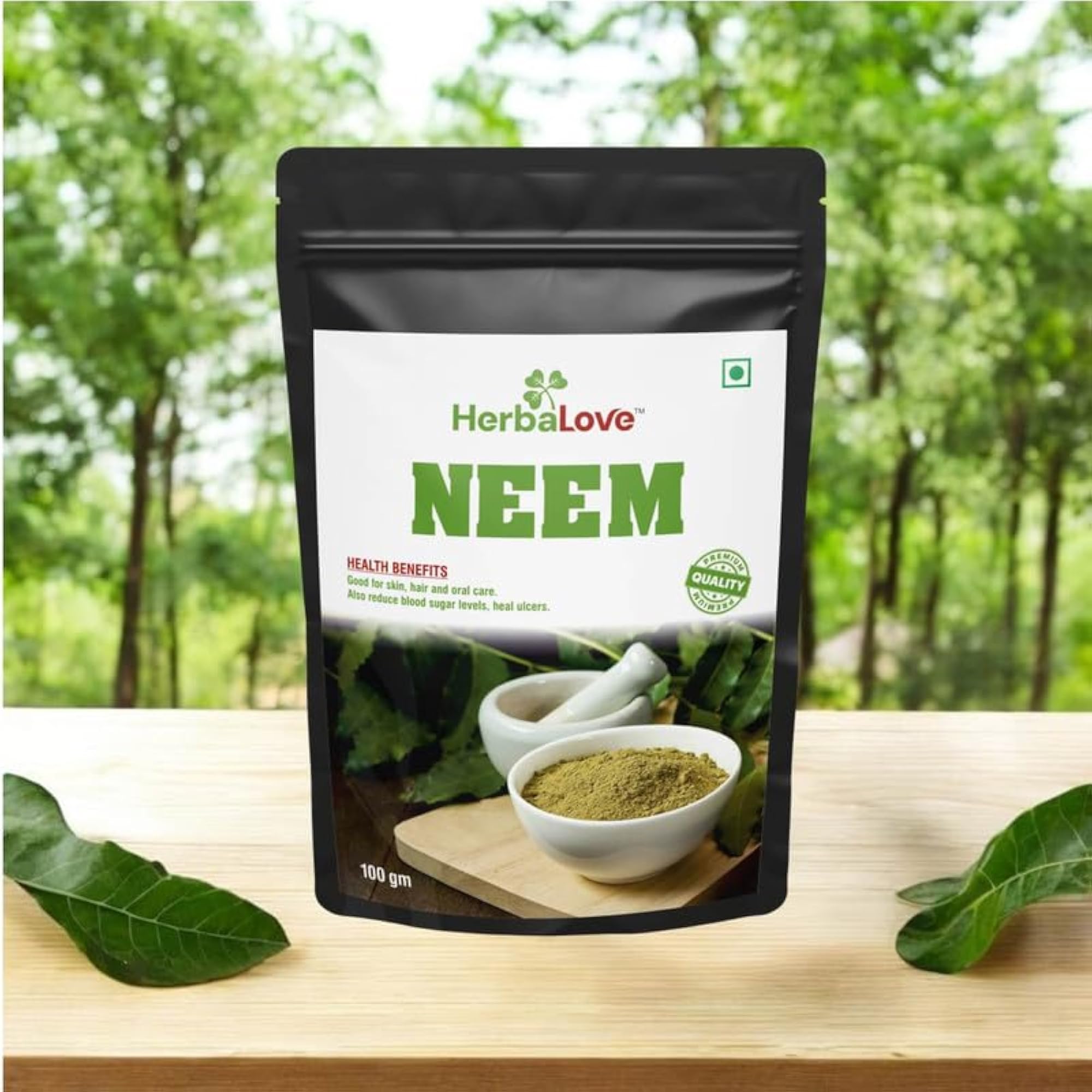 HERBALOVE 100% Bitter Neem Powder, Weight Loss Support
