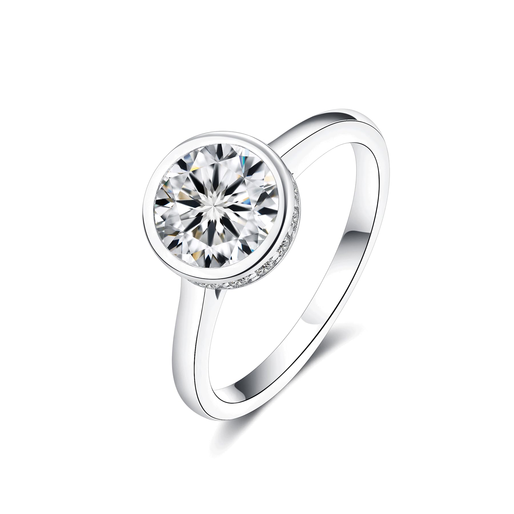 IMOLOVE Moissanite Engagement Ring for Women Sterling Silver Halo Ring